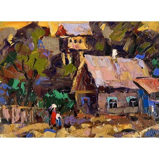 Oil Painting Evening in the Village Oleksiy Ivanyuk For Sale