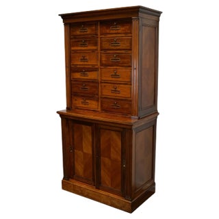 French Walnut Apothecary Filing Cabinet, 1920s For Sale
