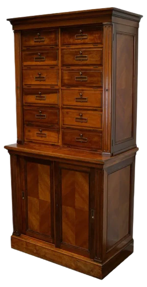 French Walnut Apothecary Filing Cabinet, 1920s