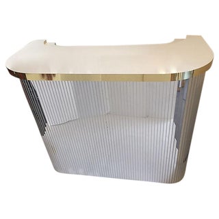 Vintage Lucite, Brass & Laminate Glam Bar For Sale