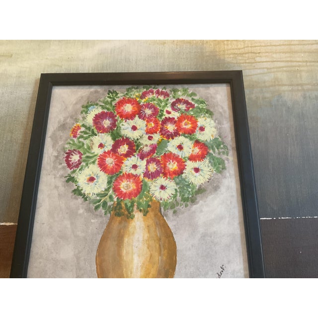 Persimmon Mid 20th Century Framed Floral Still-Life Painting - Signed For Sale - Image 8 of 14
