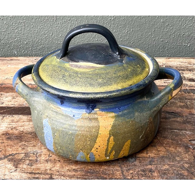 Vintage Aboriginal Studio Pottery Drip Glaze Lidded Bowl For Sale - Image 12 of 12