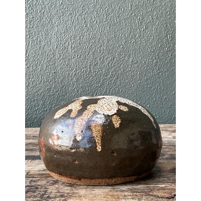 Vintage Drip Glaze Ceramic Vessel For Sale - Image 9 of 12
