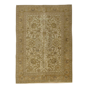 1920s Hand Knotted Brown Tabriz Rug 6'9 X 9'3