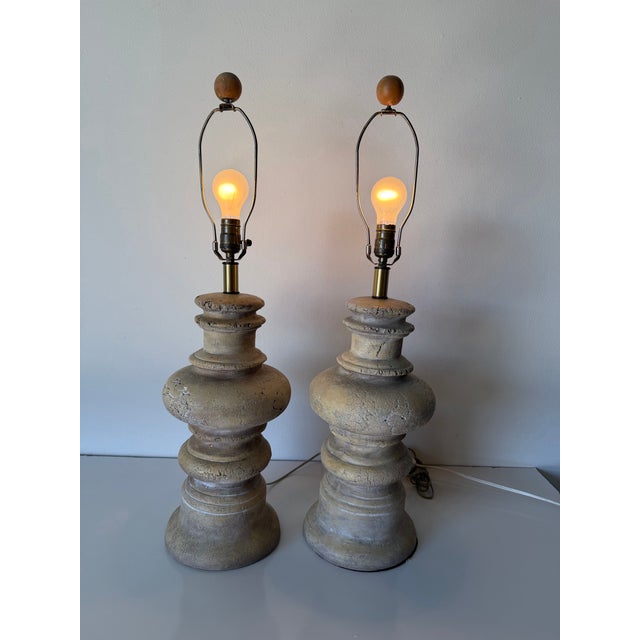 Contemporary 1980’s Vintage Handmade Organic Terracotta Table Lamps – A Pair For Sale - Image 3 of 12