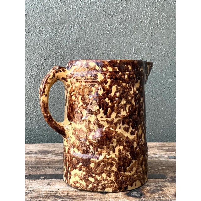 Auburn Vintage Ceramic Spatterware Pitcher For Sale - Image 8 of 12