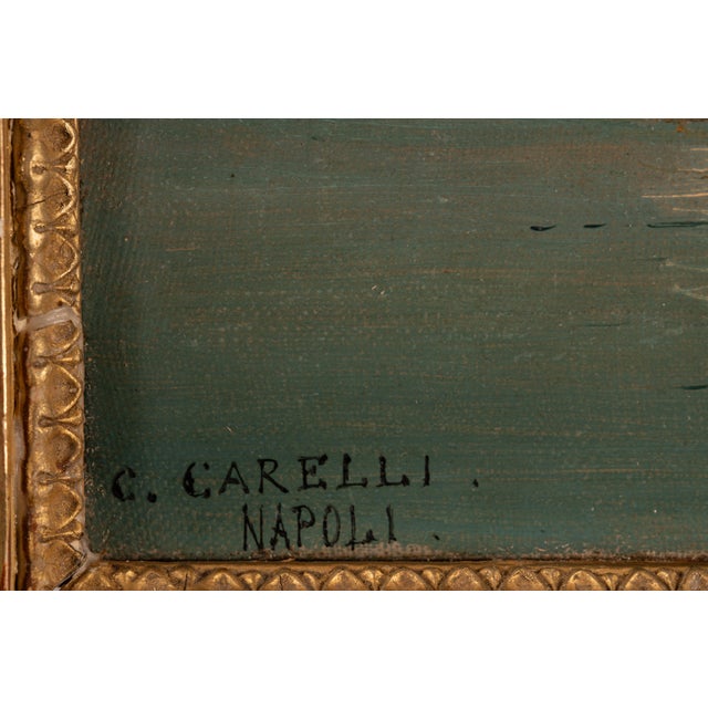 Dimensions without frame: 17,5 x 26,5 x 2 cm Signed and titled "C. Carelli Napoli" in the lower left corner. A closely...