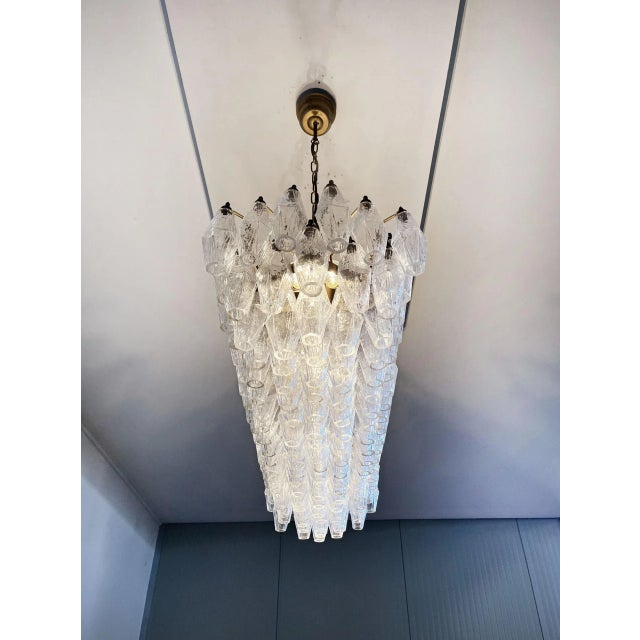 Transparent Mid 20th Century Crystal Murano Poliedri 138 Transparent Glasses Chandelier by Carlo Scarpa For Sale - Image 8 of 11