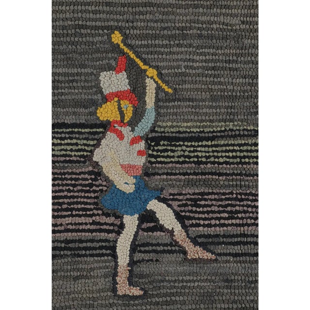 Traditional Antique Hooked Rug in Gray and Red With Pictorial Patterns - Rug & Kilim For Sale - Image 3 of 7