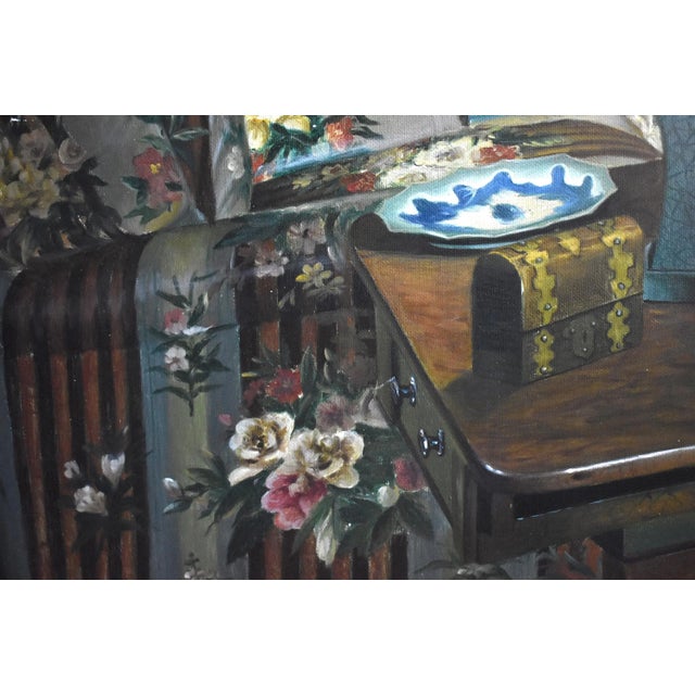 Contemporary Large Realist Interior Decor Oil Painting For Sale - Image 4 of 11