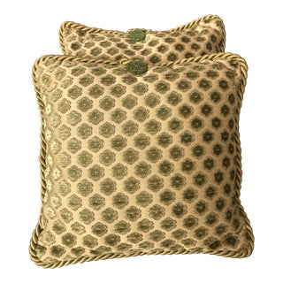 Pierre d'Argent Savoia Pistachio Velvet Dot Decorative Accent Pillows- Set of 2 For Sale
