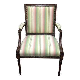 Vintage Striped Chair, Arm Chair, Accent Chair For Sale
