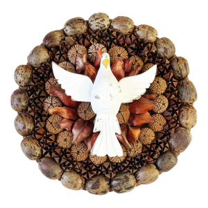 Vintage Wooden Dove Bird Sculpture 7.5" Diameter