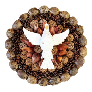 Vintage Wooden Dove the Holy Spirit 7.5" Diameter For Sale