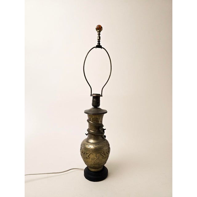 Antique Chinese Bronze Dragon Lamp Vase With Phoenix Bird For Sale - Image 4 of 6