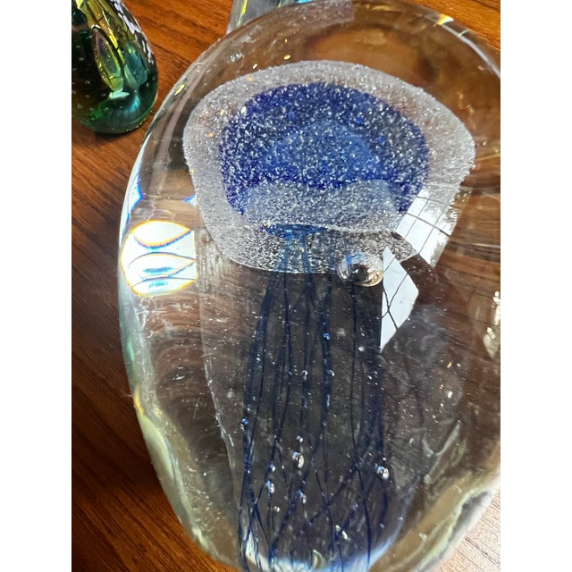 Trio of Blue Glass Vintage Paperweights For Sale - Image 9 of 10