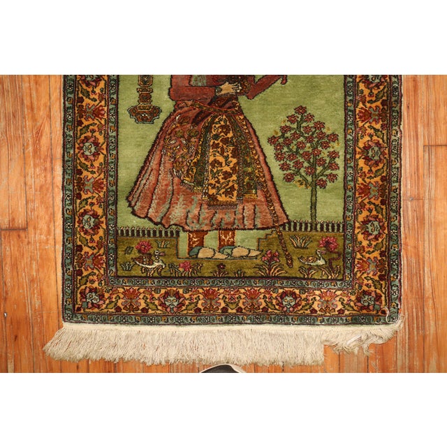 Pistachio Green Indian Silk Persian King Rug, Late 20th Century - 2'3" x 3'7" For Sale - Image 18 of 18