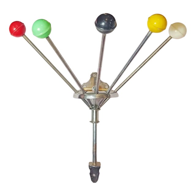 Spanish Vintage Wall Coat Rack with Colored Balls, 1960s For Sale