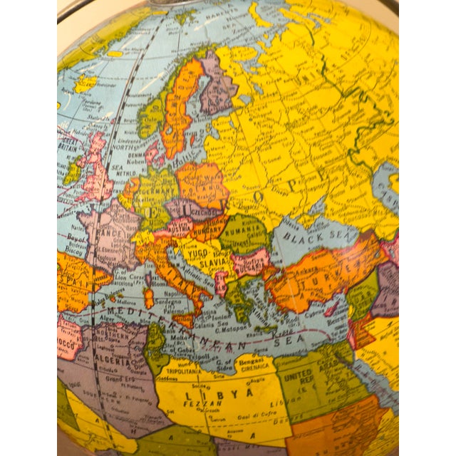 Blue Vintage, Mid-Century Modern Scholastic World Globe by the George F. Cram Co., Inc. For Sale - Image 8 of 11