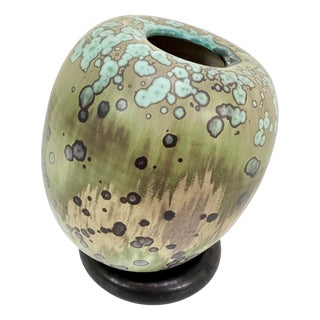 Glazed Studio Ceramic Art Vase with Standing Ring by Hanne Wydra-Jantz, Germany, 1980s For Sale