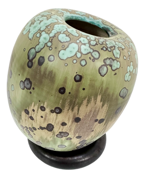 Glazed Studio Ceramic Art Vase with Standing Ring by Hanne Wydra-Jantz, Germany, 1980s