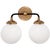 Modern Ian K. Fowler for Visual Comfort Signature Bistro Double Light Curved Sconce in Hand-Rubbed Antique Brass & Black with White Glass For Sale - Image 3 of 3