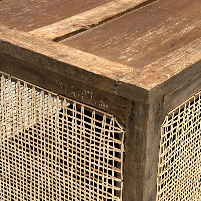 1960s 1960s Pierre Jeanneret, French Mid-Century Modern Storage Chest, Cane, Teak, Chandigarh For Sale - Image 5 of 12