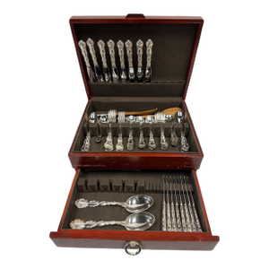 Vintage Birks Regency Plate "Louis De France" Silverplated Flatware Set - 74 Pieces (Service for 8) With Chest