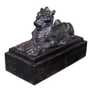 Antique Guardian Lion Door Keeper, English, Iron, Mythology, Doorstop, Victorian For Sale