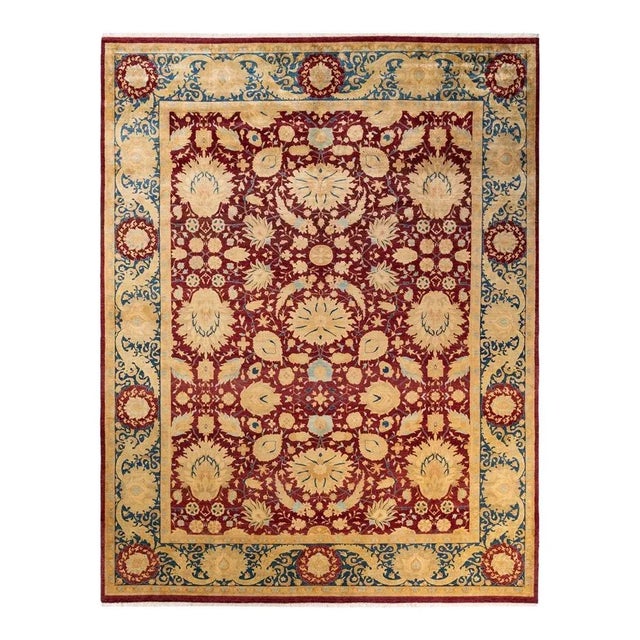 Red Mogul, One-of-a-Kind Hand-Knotted Area Rug in Red, 9' 1" x 11' 10" For Sale - Image 8 of 8