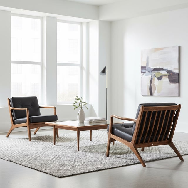 Pair of Otto Gerdau Italian 1950s Lounge Chairs in New Black Leather For Sale - Image 9 of 18