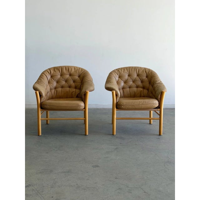 1970s ‘Pedro’ Armchairs Attributed to Gunnar Kentemo in Tan- Pair For Sale In Los Angeles - Image 6 of 16