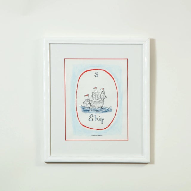 Paper "The Lenormand Ship" Original Tarot Card Watercolor by Janie Kruse Garnett 2020 For Sale - Image 7 of 7