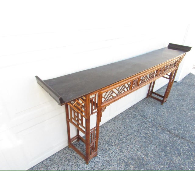 Chinoiserie Chinese Bamboo Altar or Console Table For Sale - Image 3 of 18