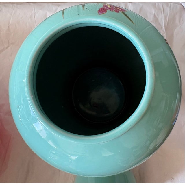 Vintage Andrea by Sadek Japanese Turquoise Floral & Bird Ginger Jar For Sale In Indianapolis - Image 6 of 11