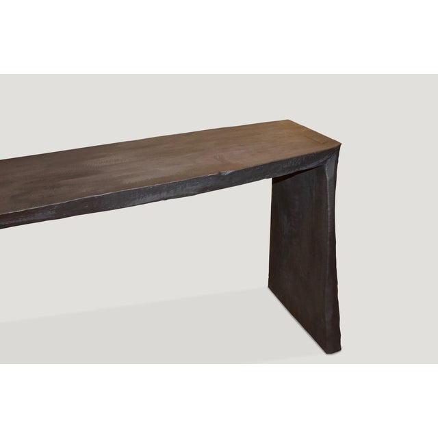 Contemporary Andrianna Shamaris Triple Burnt Teak Wood Console For Sale - Image 3 of 18