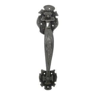 Antique 13 In. Black Iron Arts & Crafts Door Pull Handle For Sale
