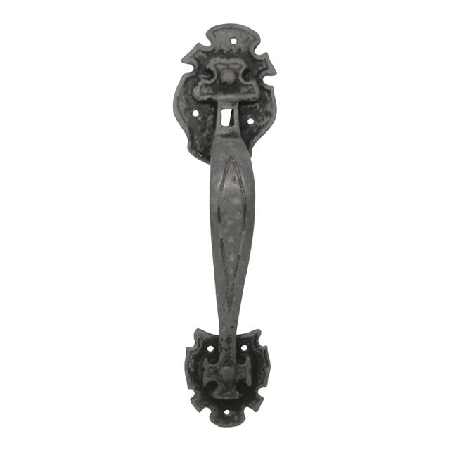 Antique 13 In. Black Iron Arts & Crafts Door Pull Handle For Sale