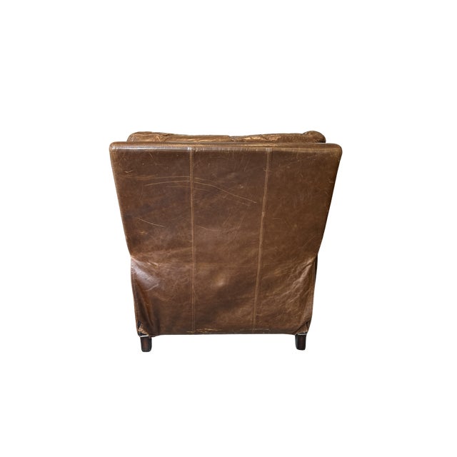 Brown Pottery Barn James Roll Arm Top-Grain Leather Recliner Chair – Nailhead Trim, Classic Traditional Club Style, Dark Walnut Legs For Sale - Image 8 of 11