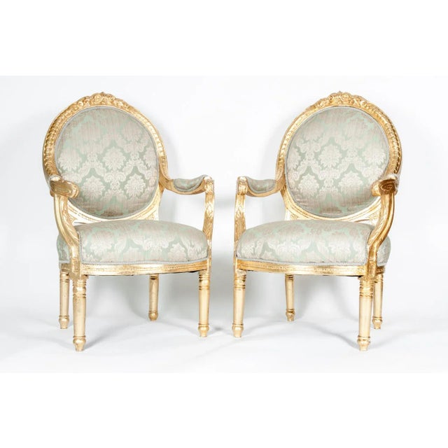 Victorian French Victorian Style Gilded Wood Frame Chairs - a Pair For Sale - Image 3 of 13
