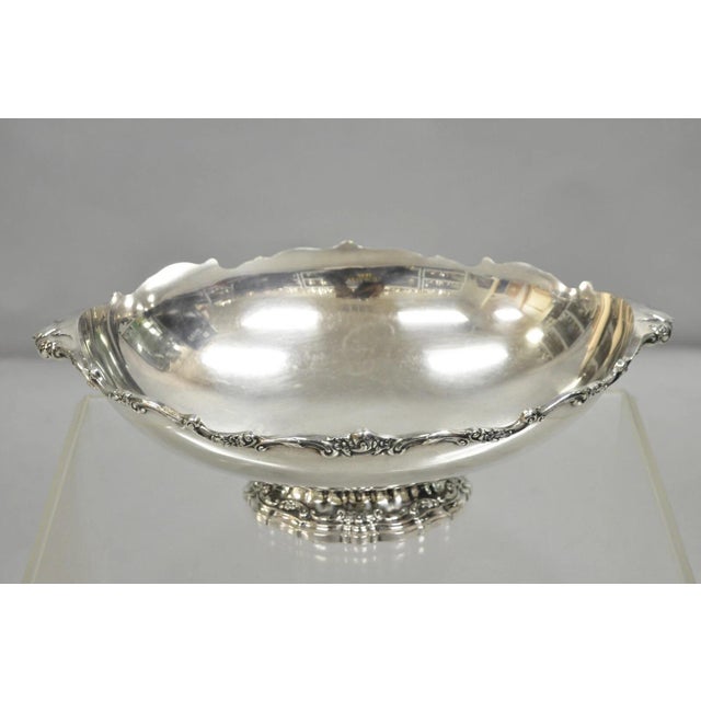 Vintage Victorian Silver Plated Oval Pedestal Centerpiece Fruit Bowl by Lunt For Sale - Image 11 of 11