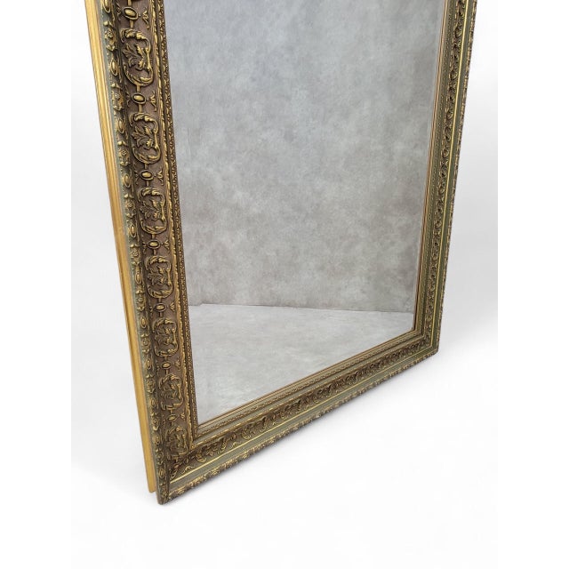 Antique French Carved & Gilded Frame Full Length Floor/Wall Beveled Mirror For Sale - Image 9 of 10