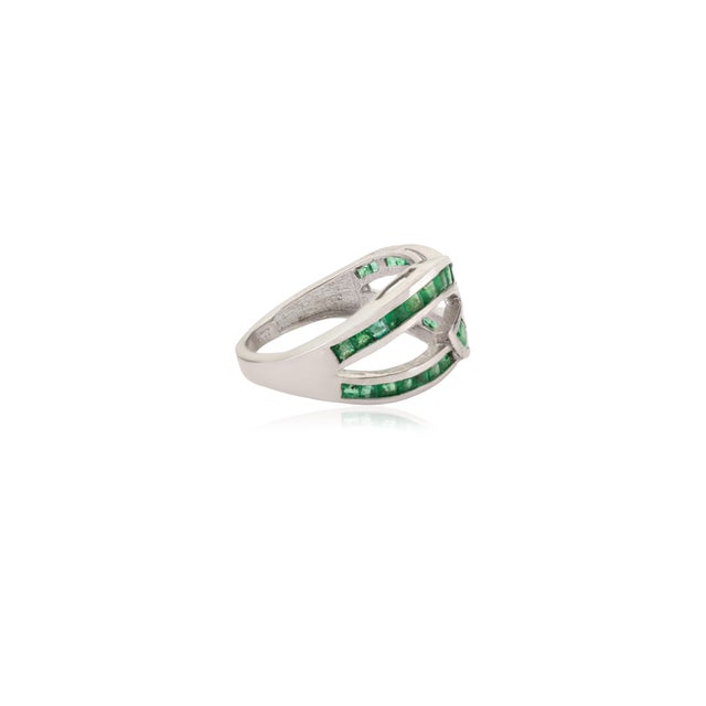Not Yet Made - Made To Order Antique-Style 1.8 Carat Square Emerald Statement Band Ring in Sterling Silver - Size 7 For Sale - Image 5 of 10