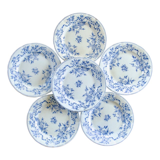 French Flat Plates from Sarreguemines, 1880, Set of 6 For Sale