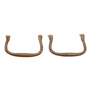 Pair of Vintage 2.5 In. Slanted Brass Drawer Pulls For Sale