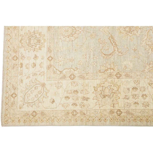 2010s Modern Paki Peshawar Wool Rug in Beige and Gray With Allover Design For Sale - Image 4 of 7
