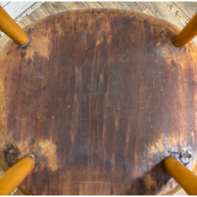 Wood Antique Country Primitive Colonial Birdcage Windsor Handmade Dining Side Chairs For Sale - Image 7 of 11