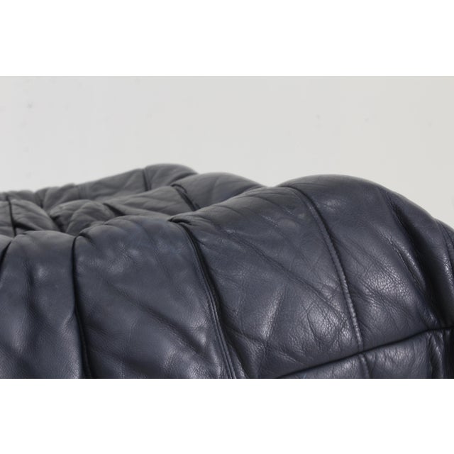 Vintage Togo Two-Seater Sofa in Blue Leather by Michel Ducaroy for Ligne Roset, 1990s For Sale - Image 3 of 10