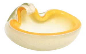 Vintage 50s Alfredo Barbini Murano Glass Gold Flake Clam Shell Bowl or Ashtray