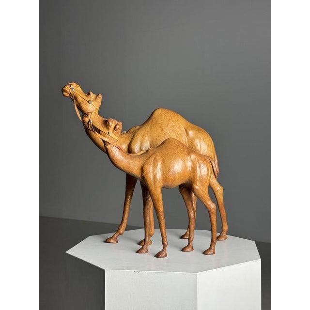 Leather Decorative Statues of Dromedaries, Set of 2 For Sale - Image 15 of 17